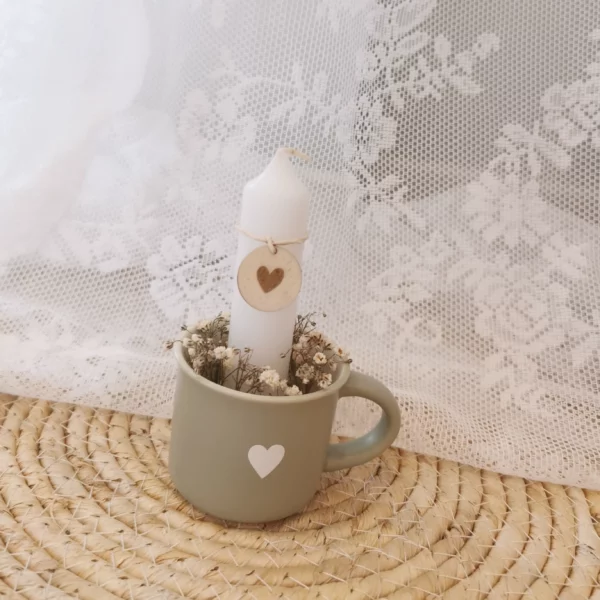 kleine Tasse mit Stabkerze – Bild 2