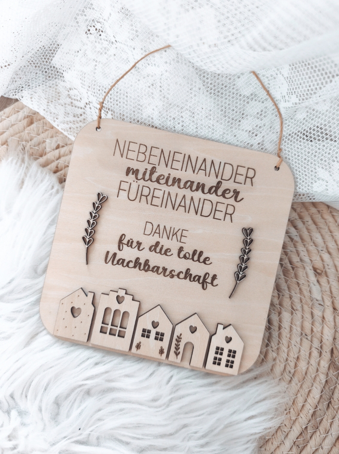 Holzschild Nachbarschaft