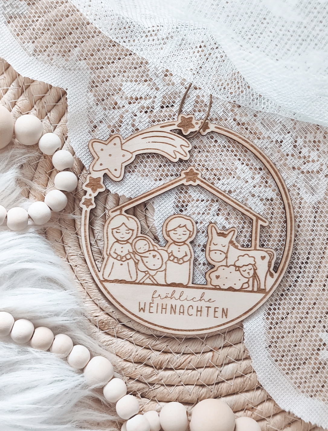 Weihnachtskrippe -Anhänger aus Holz